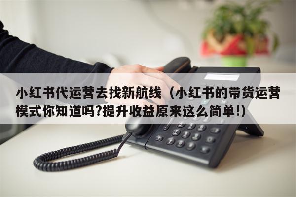 小红书代运营去找新航线（小红书的带货运营模式你知道吗?提升收益原来这么简单!）