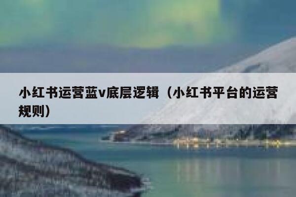小红书运营蓝v底层逻辑（小红书平台的运营规则）