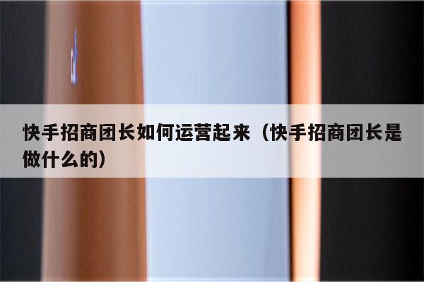 快手招商团长如何运营起来（快手招商团长是做什么的）
