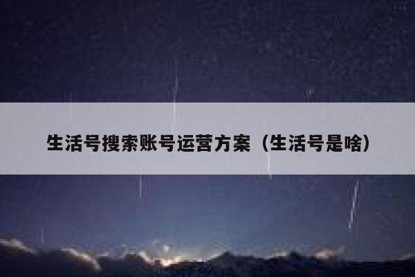 生活号搜索账号运营方案（生活号是啥）