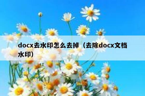 docx去水印怎么去掉（去除docx文档水印）