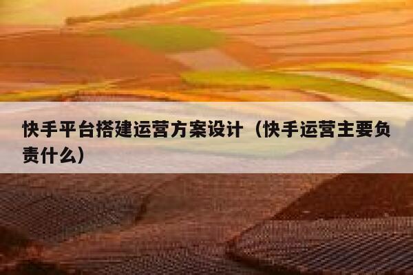 快手平台搭建运营方案设计（快手运营主要负责什么）