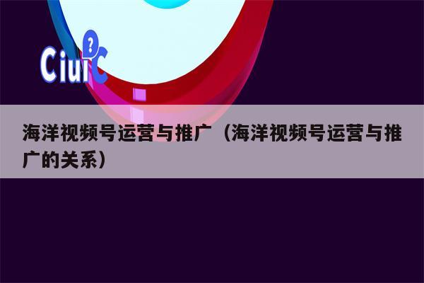海洋视频号运营与推广（海洋视频号运营与推广的关系）