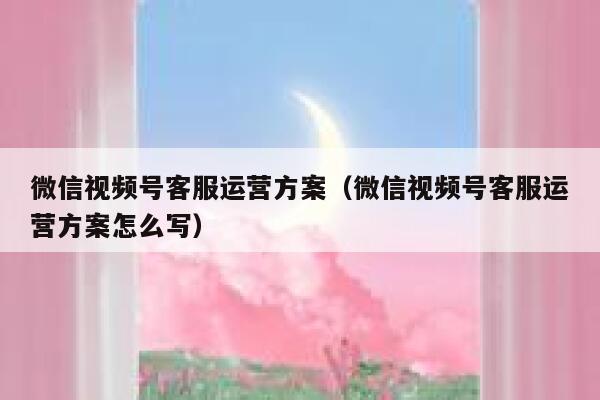 微信视频号客服运营方案（微信视频号客服运营方案怎么写）