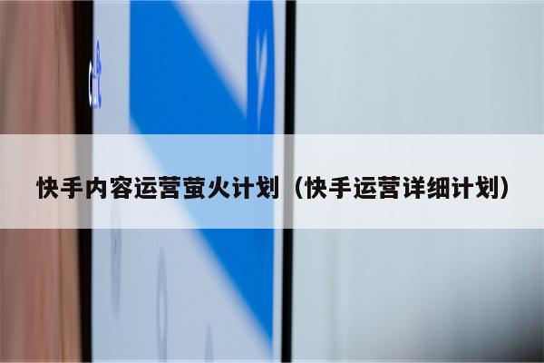 快手内容运营萤火计划（快手运营详细计划）