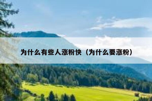 为什么有些人涨粉快（为什么要涨粉）