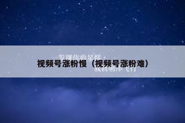 视频号涨粉慢（视频号涨粉难）