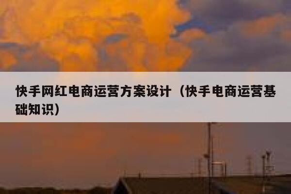 快手网红电商运营方案设计（快手电商运营基础知识）