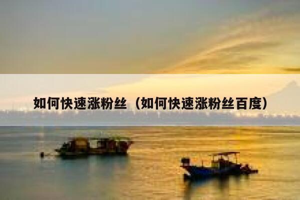 如何快速涨粉丝（如何快速涨粉丝百度）