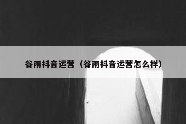 谷雨抖音运营（谷雨抖音运营怎么样）