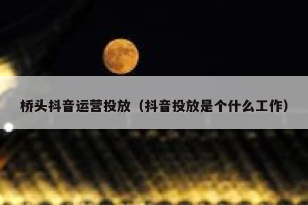 桥头抖音运营投放（抖音投放是个什么工作）