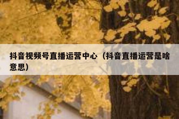 抖音视频号直播运营中心（抖音直播运营是啥意思）