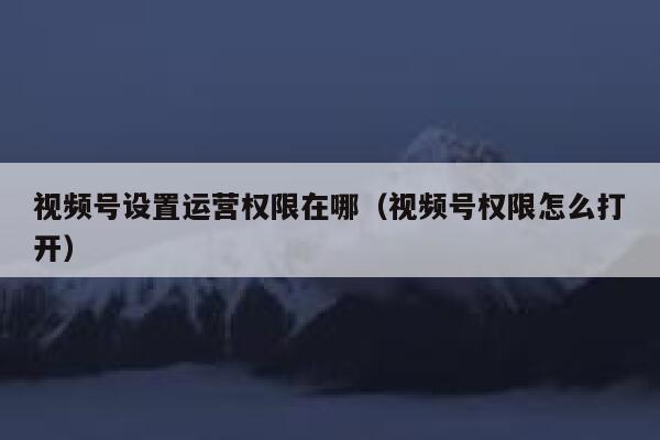 视频号设置运营权限在哪（视频号权限怎么打开）