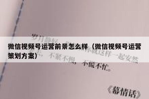 微信视频号运营前景怎么样（微信视频号运营策划方案）