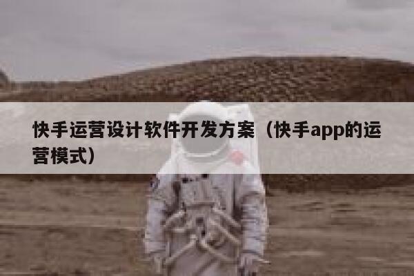 快手运营设计软件开发方案（快手app的运营模式）