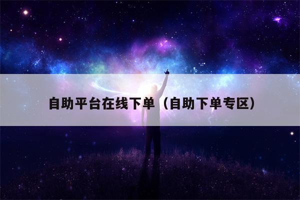自助平台在线下单（自助下单专区）