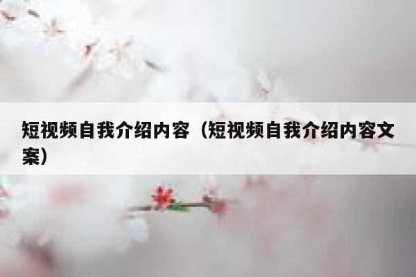 短视频自我介绍内容（短视频自我介绍内容文案）