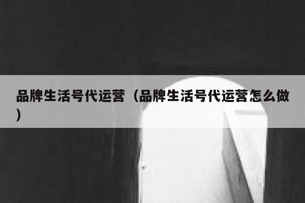 品牌生活号代运营（品牌生活号代运营怎么做）