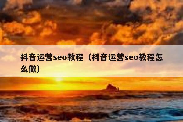 抖音运营seo教程（抖音运营seo教程怎么做）