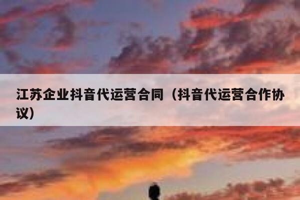 江苏企业抖音代运营合同（抖音代运营合作协议）