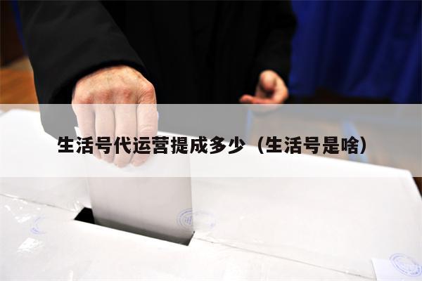 生活号代运营提成多少（生活号是啥）