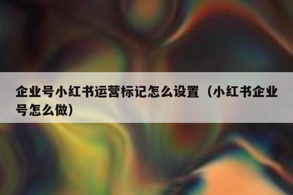 企业号小红书运营标记怎么设置（小红书企业号怎么做）