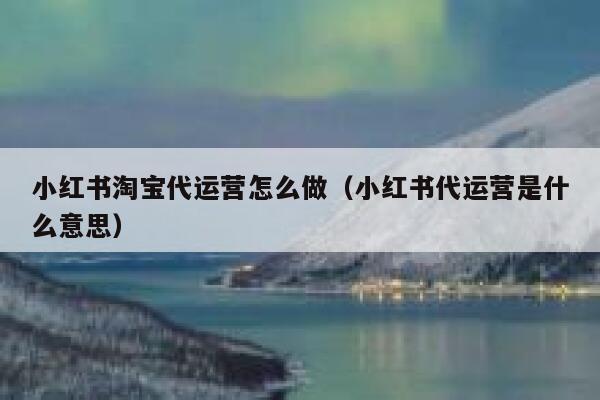 小红书淘宝代运营怎么做（小红书代运营是什么意思）
