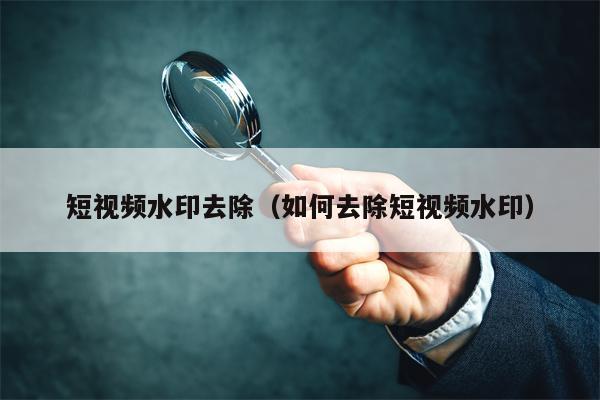 短视频水印去除（如何去除短视频水印）