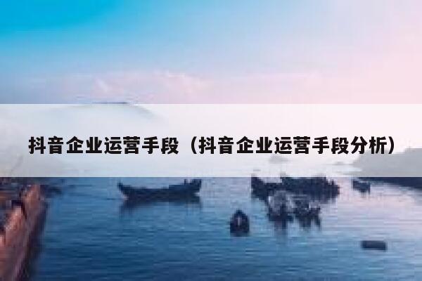 抖音企业运营手段（抖音企业运营手段分析）