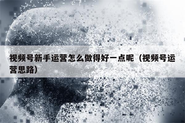 视频号新手运营怎么做得好一点呢（视频号运营思路）