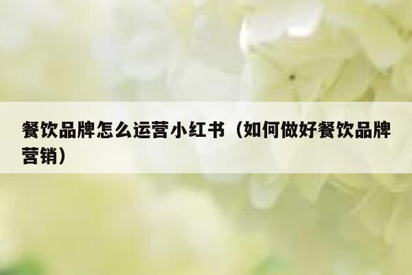 餐饮品牌怎么运营小红书（如何做好餐饮品牌营销）