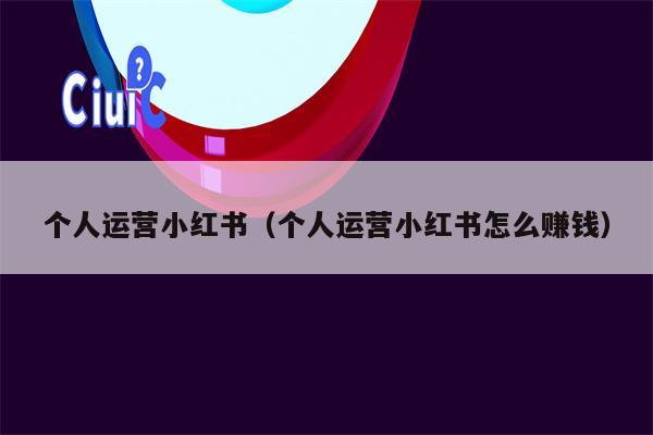 个人运营小红书（个人运营小红书怎么赚钱）