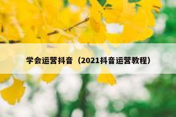 学会运营抖音（2021抖音运营教程）