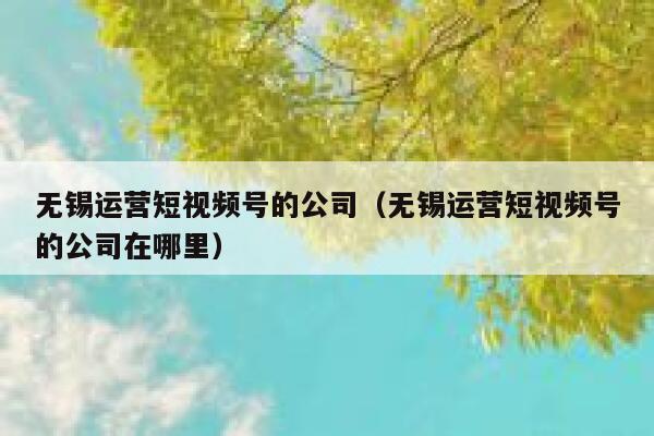 无锡运营短视频号的公司（无锡运营短视频号的公司在哪里）