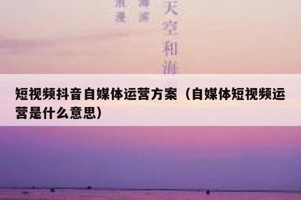 短视频抖音自媒体运营方案(自媒体短视频运营是什么意思)