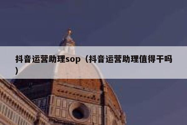 抖音运营助理sop（抖音运营助理值得干吗）