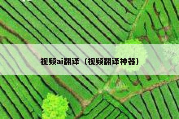 视频ai翻译（视频翻译神器）