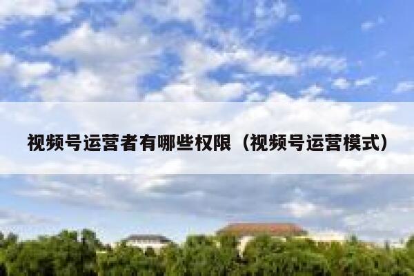 视频号运营者有哪些权限（视频号运营模式）