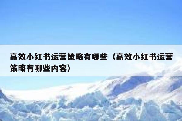 高效小红书运营策略有哪些(高效小红书运营策略有哪些内容)