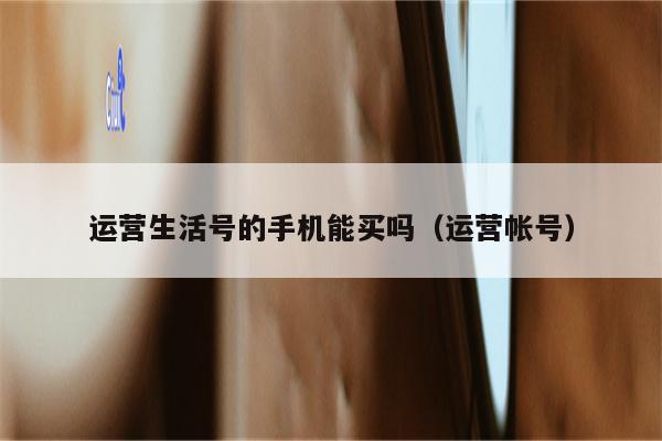 运营生活号的手机能买吗（运营帐号）