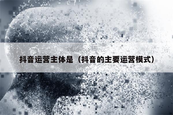 抖音运营主体是（抖音的主要运营模式）
